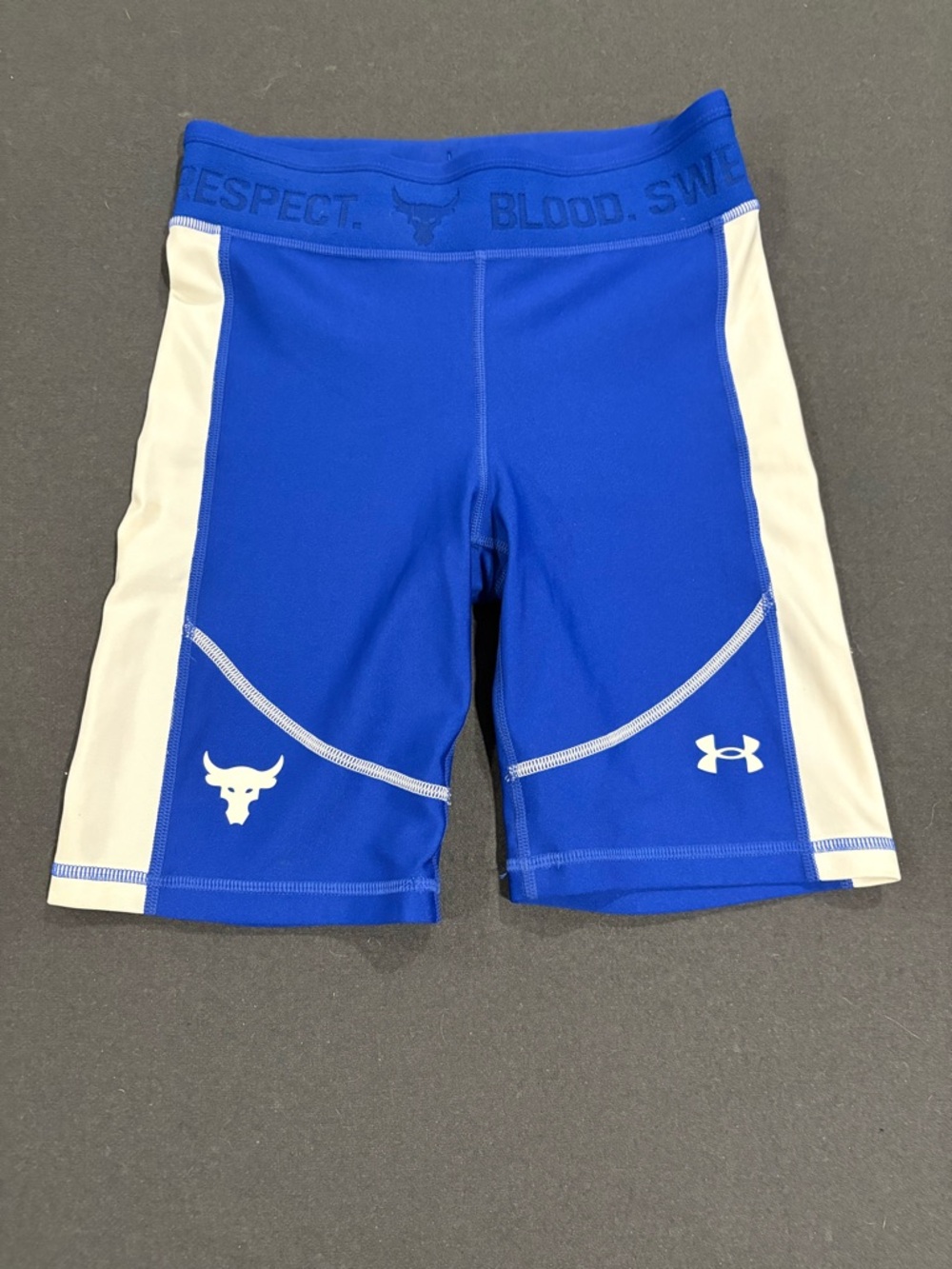 Under Armour Royal Blue Compression Shorts with White Logo
